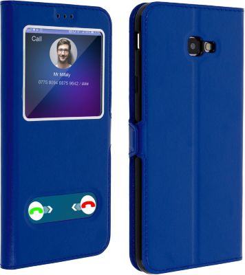 Etui AVIZAR Samsung J4 Plus Double Fenêtre Bleu Etui AVIZAR Samsung J4 Plus Double Fenêtre Bleu