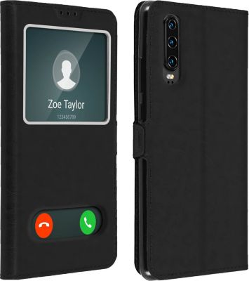 Etui AVIZAR Huawei P30 Double Fenêtre Noir