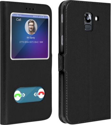 Etui AVIZAR Samsung Galaxy J6 Double Fenêtre Noir