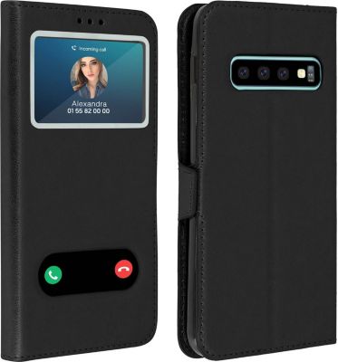 Etui AVIZAR Samsung S10 Plus Double Fenêtre Noir Etui AVIZAR Samsung S10 Plus Double Fenêtre Noir