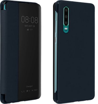 Etui AVIZAR Huawei P30 Affichage L-View Bleu Nuit
