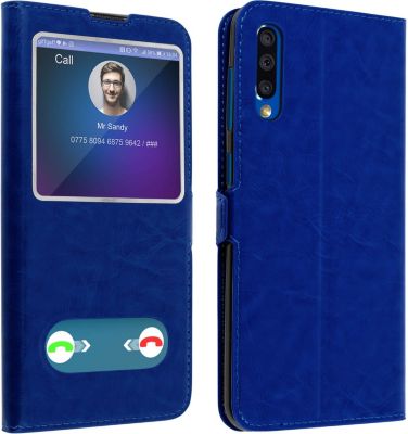 Etui AVIZAR Samsung A50 / A30s Double Fenêtre Bleu