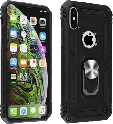 Coque AVIZAR iPhone XS Max Bi-matière + Bague Noir