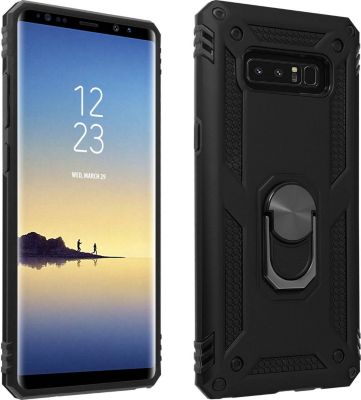 Coque AVIZAR Samsung Note 8 Bi-matière + Bague Noir