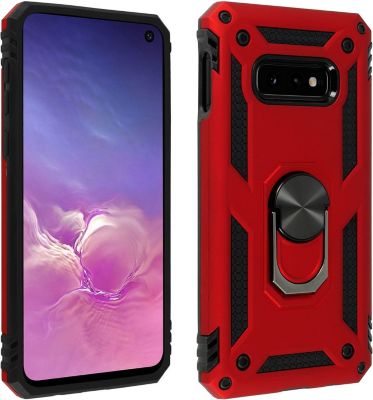 Coque AVIZAR Samsung S10e Bi-matière + Bague Rouge