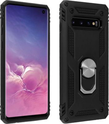 Coque AVIZAR Samsung S10 Bi-matière + Bague Noir