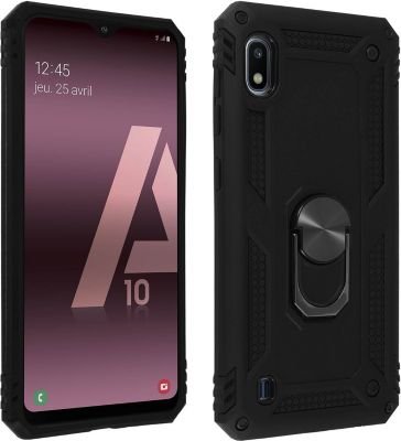 Coque AVIZAR Samsung A10 Bi-matière + Bague Noir