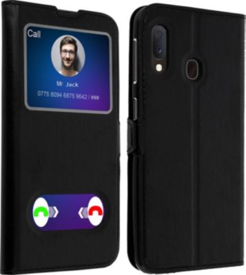 Etui AVIZAR Samsung Galaxy A20e Double Fenêtre Noir