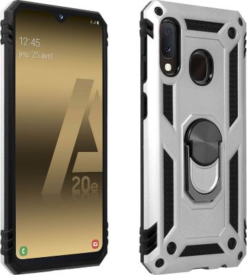 Coque AVIZAR Samsung A20e Bi-matière + Bague Argent