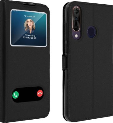 Etui AVIZAR Wiko View 3 Pro Double Fenêtre Noir