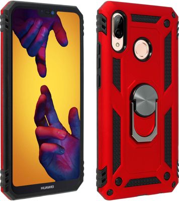 Coque AVIZAR Huawei P20 Lite Bi-matière + Bague Rouge
