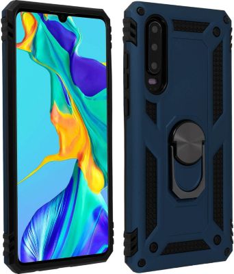Coque AVIZAR Huawei P30 Bi-matière + Bague Bleu nuit