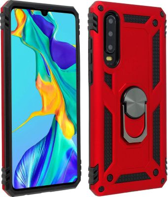 Coque AVIZAR Huawei P30 Bi-matière + Bague Rouge