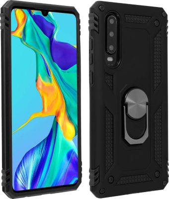 Coque AVIZAR Huawei P30 Bi-matière + Bague Noir