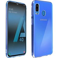 Coque Samsung Galaxy A40 Silicone liquide Bleu Marine + 2 Vitres