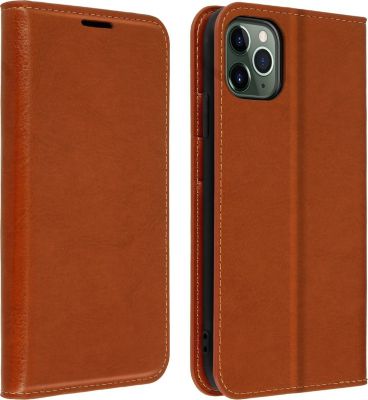 Etui AVIZAR iPhone 11 Pro Max Porte-carte Cuir Camel