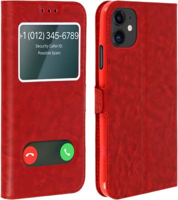 Etui AVIZAR Apple iPhone 11 Double Fenêtre Rouge