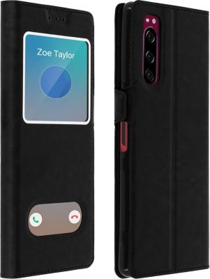 Etui AVIZAR Sony Xperia 5 Double Fenêtre Noir