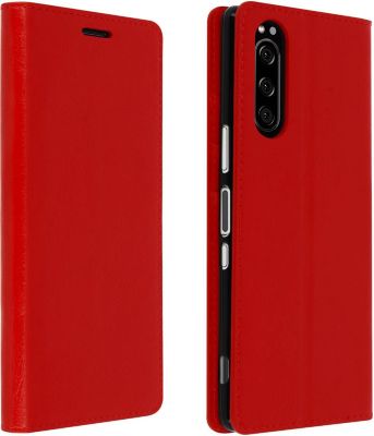 Etui AVIZAR Sony Xperia 5 Portefeuille Cuir Rouge