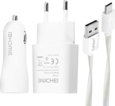 Chargeur allume cigare AVIZAR Pack 3 en 1 Chargeur secteur 2.1A Charge