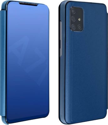 Etui AVIZAR Samsung A71 Support Effet Miroir Bleu