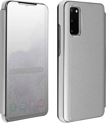 Etui AVIZAR Galaxy S20 Miroir Compatible Qi Argent Etui AVIZAR Galaxy S20 Miroir Compatible Qi Argent