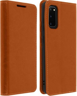 Etui AVIZAR Samsung S20 Portefeuille Cuir Camel