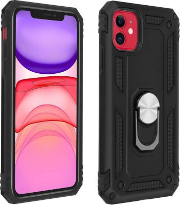 Coque AVIZAR iPhone 11 Bi-matière + Bague Noir