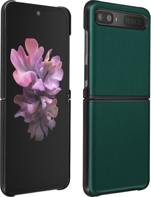 Coque AVIZAR Galaxy Z Flip Cuir Rigide Vert Foncé