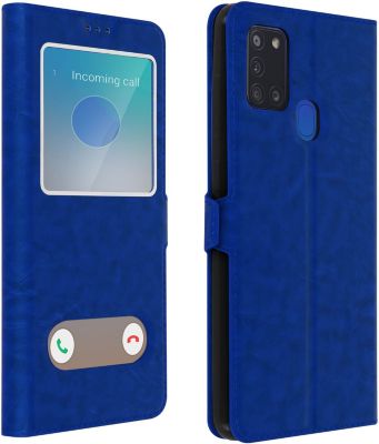 Etui AVIZAR Samsung Galaxy A21s Double Fenêtre Bleu Etui AVIZAR Samsung Galaxy A21s Double Fenêtre Bleu