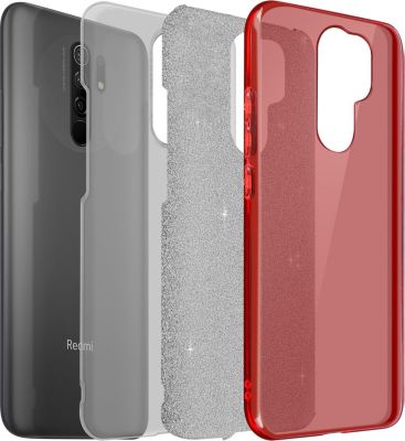 Coque AVIZAR Paillette Xiaomi Redmi 9 rouge