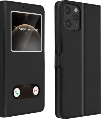 Etui AVIZAR iPhone 12 / 12 Pro Double Fenêtre Noir