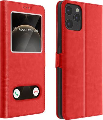Etui AVIZAR iPhone 12 / 12 Pro Double Fenêtre Rouge