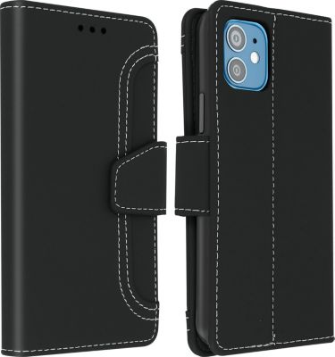 Etui AVIZAR iPhone 12 Mini Portefeuille Stand Noir