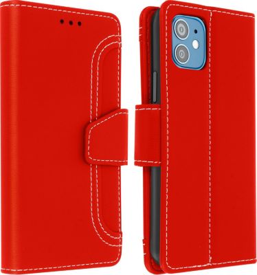 Etui AVIZAR iPhone 12 Mini Portefeuille Stand Rouge