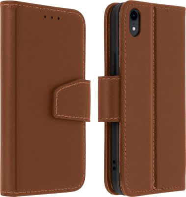 Etui AVIZAR iPhone XR Porte-cartes Premium Marron