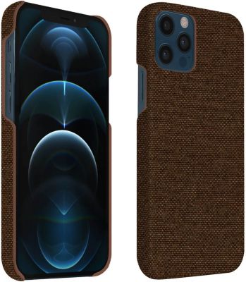 Coque AVIZAR iPhone 12 Tissu Lavable Marron foncé