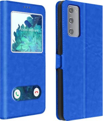 Etui AVIZAR Samsung S20 FE Double Fenêtre Bleu