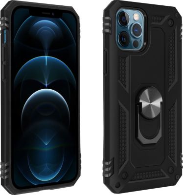 Coque AVIZAR iPhone 12 / 12 Pro Bimatière Bague Noir