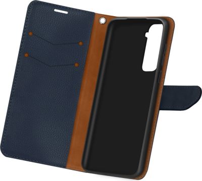 Etui AVIZAR Samsung S21 Aspect cuir grainé Bleu Nuit