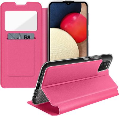 Etui AVIZAR Samsung Galaxy A02s Fenêtre Stand Rose