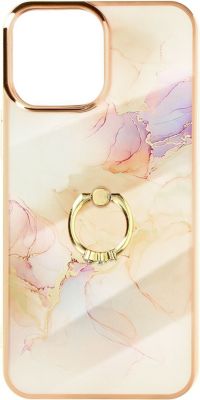 Coque AVIZAR IPhone 12 Bague Motif Marbre Champagne