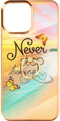 Coque AVIZAR iPhone 12 Motif Plage avec Bague Orange