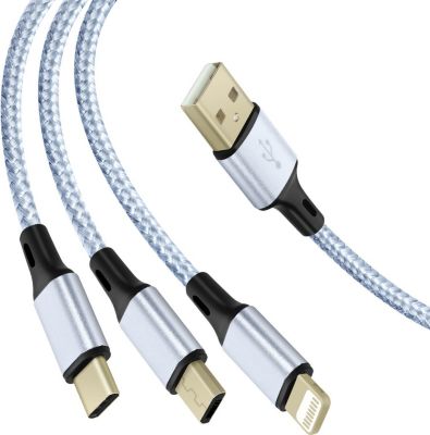 AVIZAR 3en1 - USB-C MicroUSB et Lightning 1,2m
