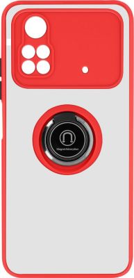 Coque AVIZAR Poco M4 Pro Rouge avec Bague Métallique