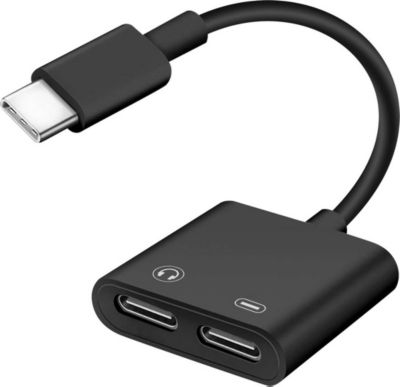 Adaptateur Jack AVIZAR USB-C Mâle / 2 USBC Audio & Charge Noir