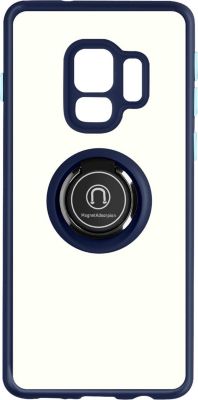 Coque AVIZAR Galaxy S9 Bi-matière avec Bague Bleu