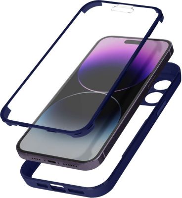 Coque AVIZAR iPhone 14 Pro Dos Plexiglas Bord Bleu