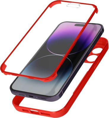 Coque AVIZAR iPhone 14 Pro Dos Plexiglas Bord Rouge