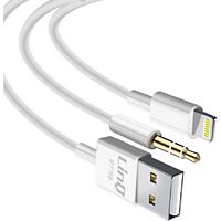 Câble Jack LINQ Blancd 2 en 1 avec Charge et Audio 1,2m